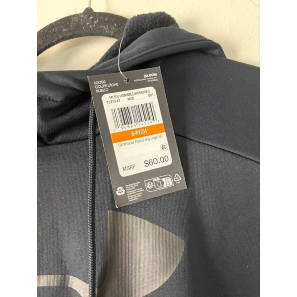 Under Armour Fleece Big Logo Hoodie Mens Small Gray Pullover 1379743-001 NWT - Picture 3 of 3